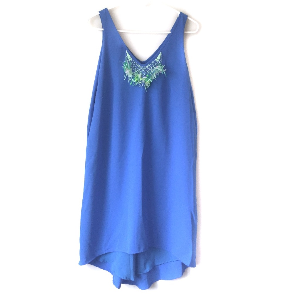 BUCKLEY K Island Dress Blue with Fringe, Size L